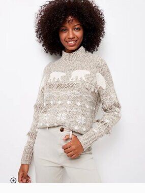 LOFT Polar Bear Fringe Sweater